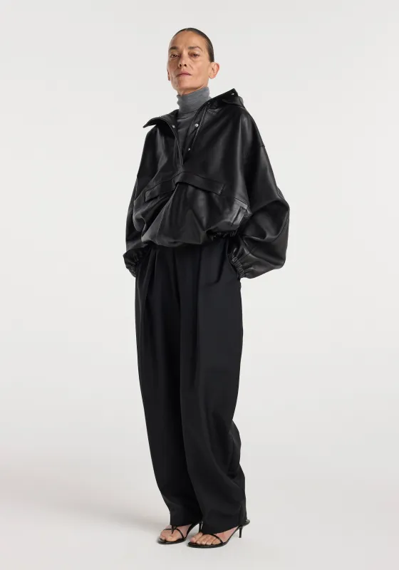 Leather oversized anorak | black made by Rohe