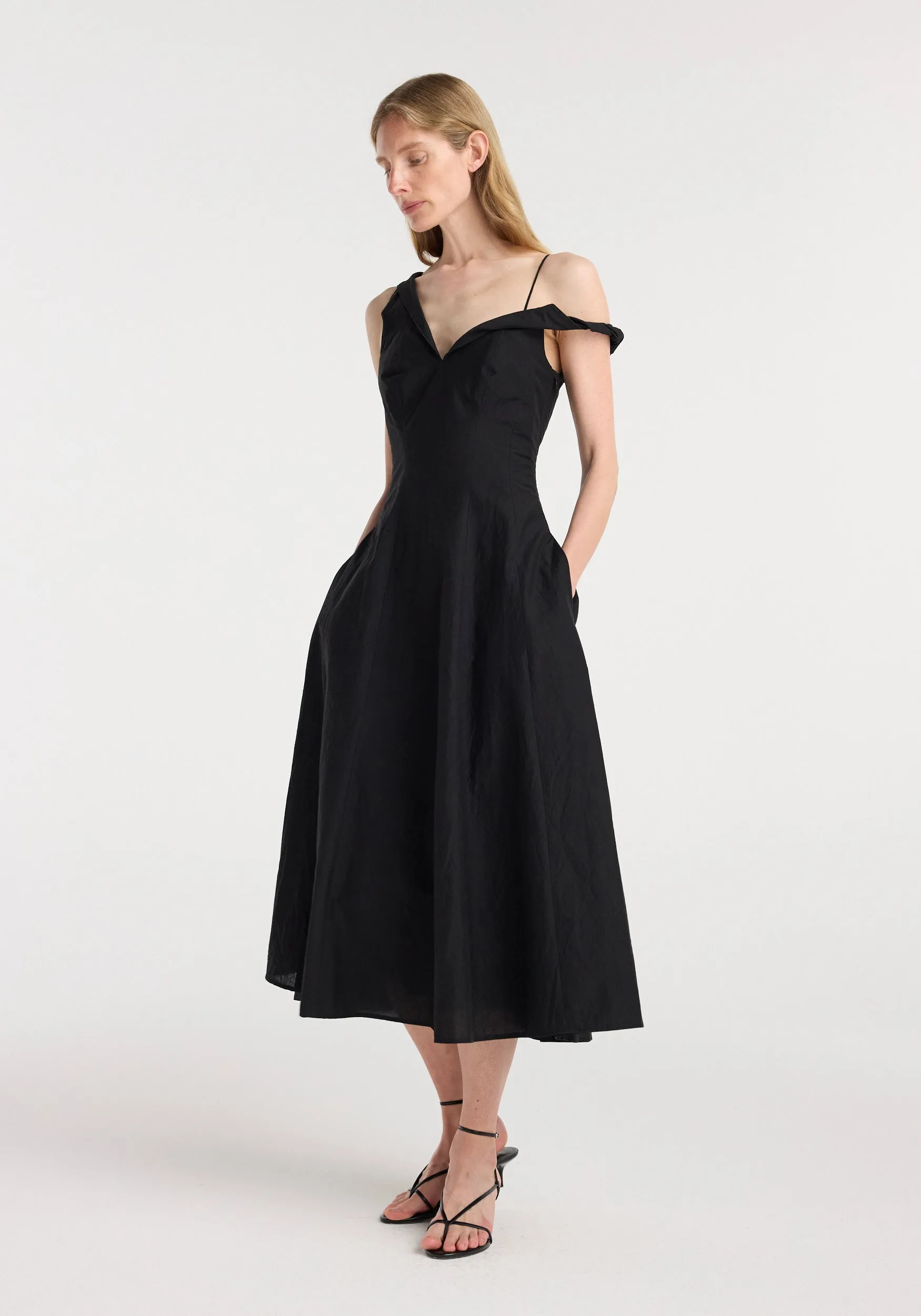 Twisted shoulder dress | black sold by Rohe product image thumbnail 2