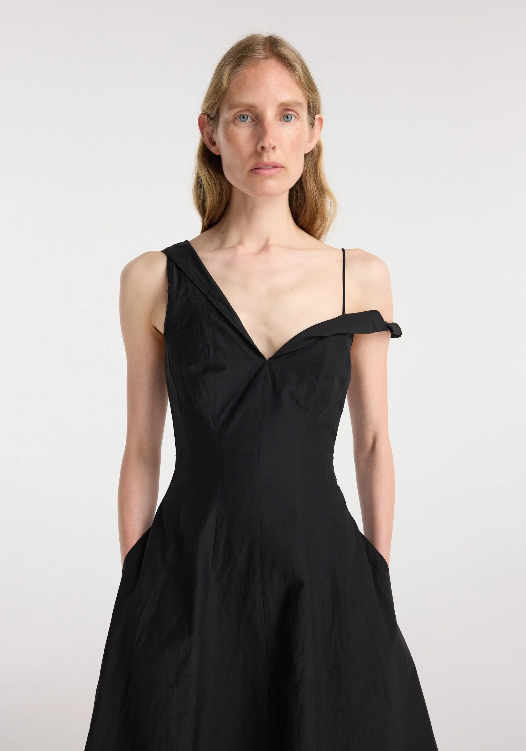 Twisted shoulder dress | black sold by Rohe product image thumbnail 4