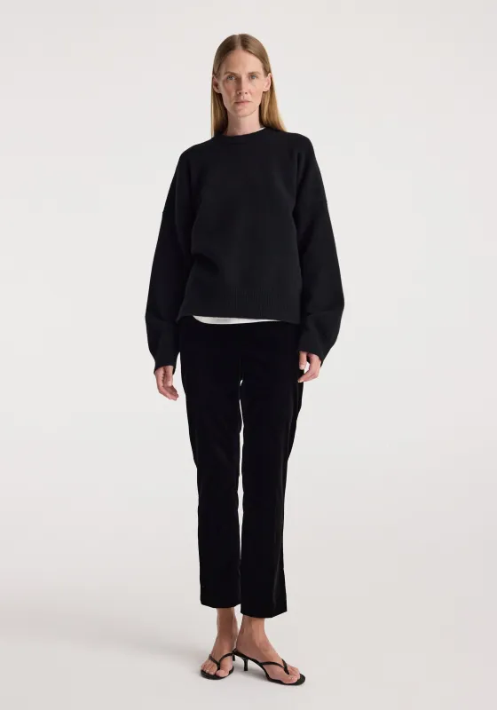 Cigarette leg velvet tailored trousers | black made by Rohe