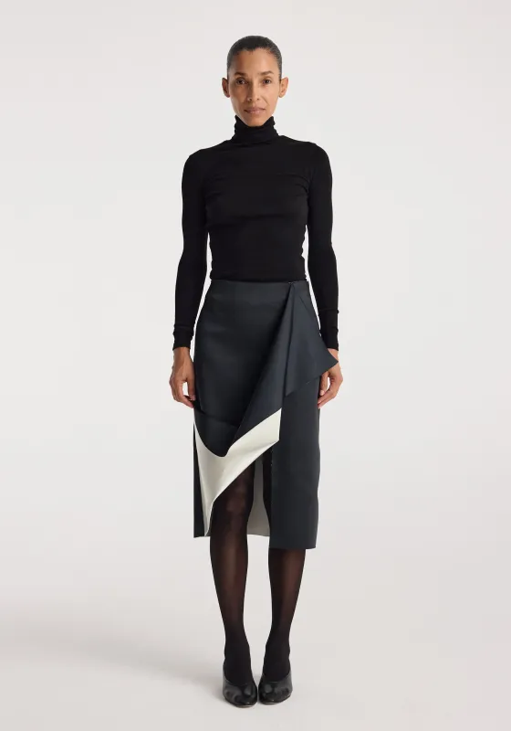 Sculptural double-satin skirt | black/white made by Rohe