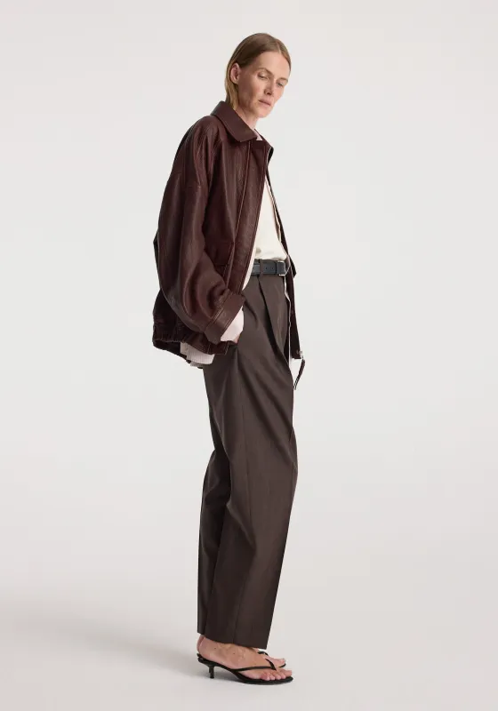 Grain leather aviator jacket | chestnut made by Rohe