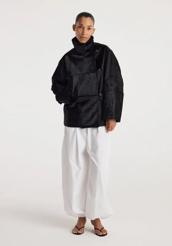 Black ponyhair jacket | black made by Rohe