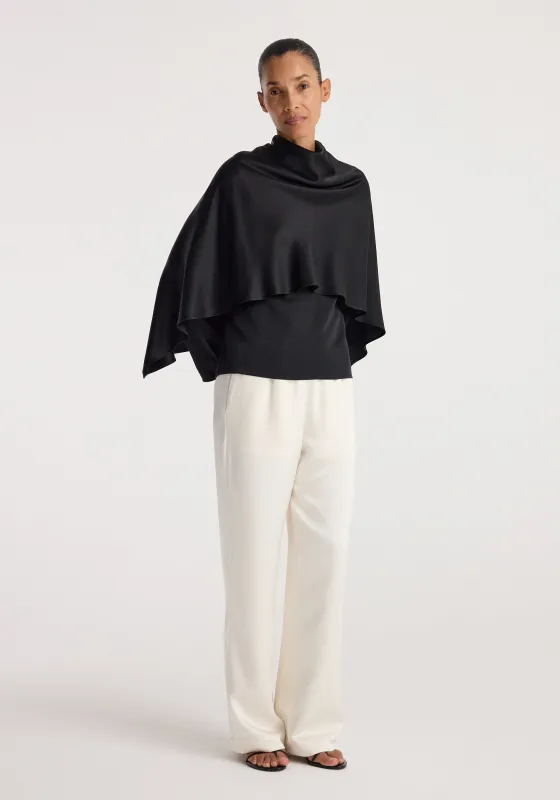 Satin cape top | black made by Rohe