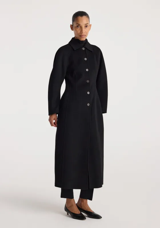 Double-faced elongated sculptural coat | black made by Rohe