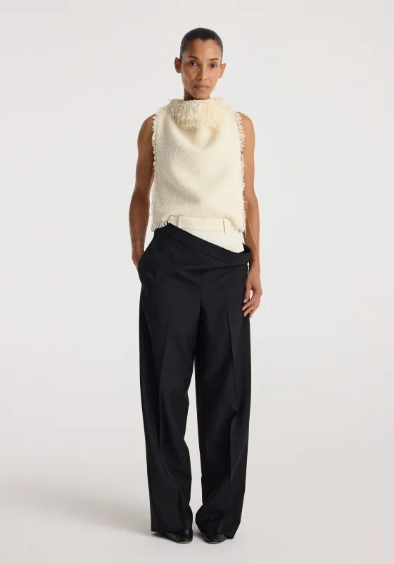 Textured fringe bouclé top | cream made by Rohe