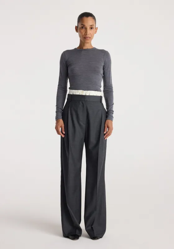 Boxer detailed trousers | dark grey melange made by Rohe