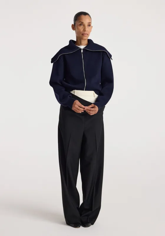 Reversible sailor zip cardigan | navy made by Rohe