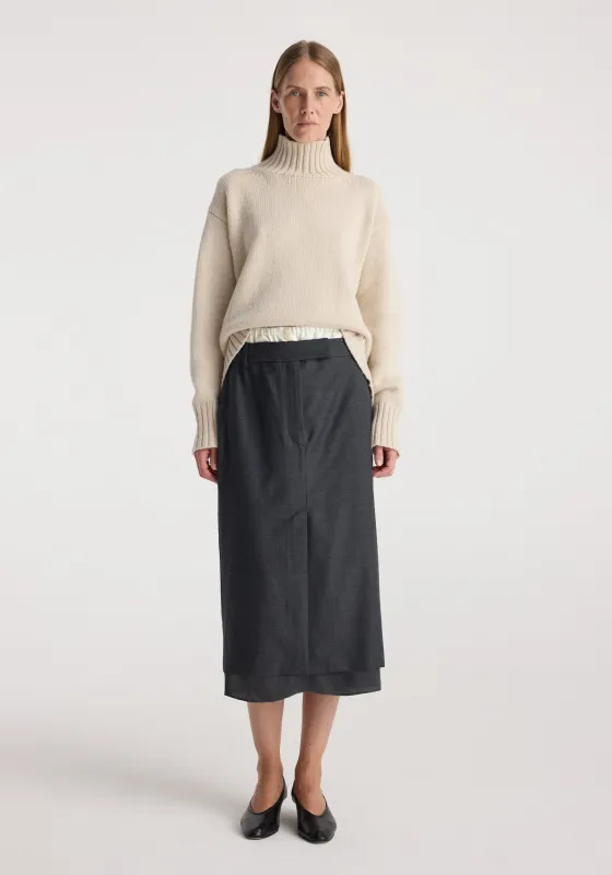 Boxer detailed skirt | dark grey melange made by Rohe