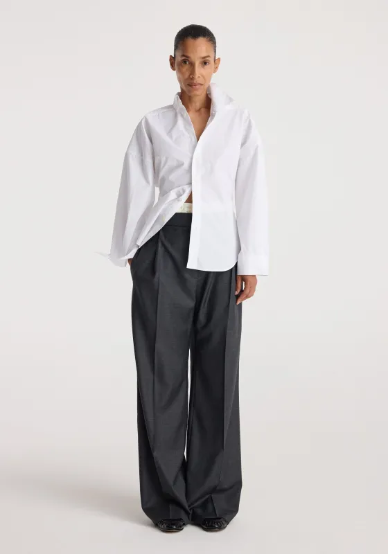 Poplin uneven collar shirt | optic white made by Rohe