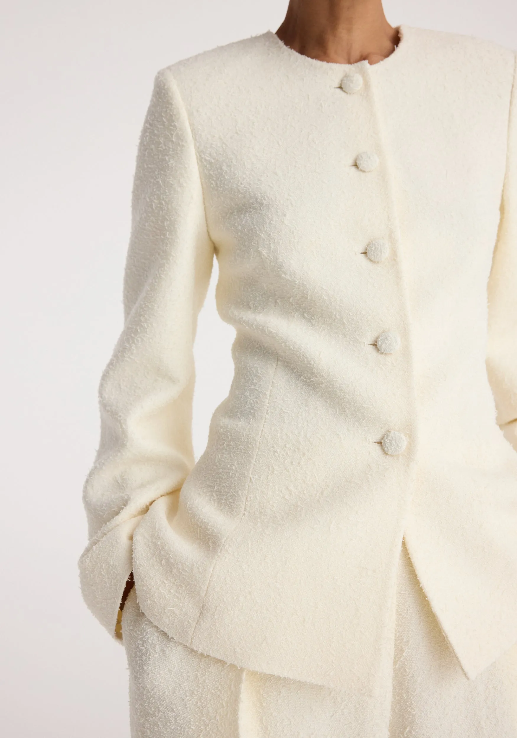 Bouclé shaped blazer | cream sold by Rohe product image thumbnail 5