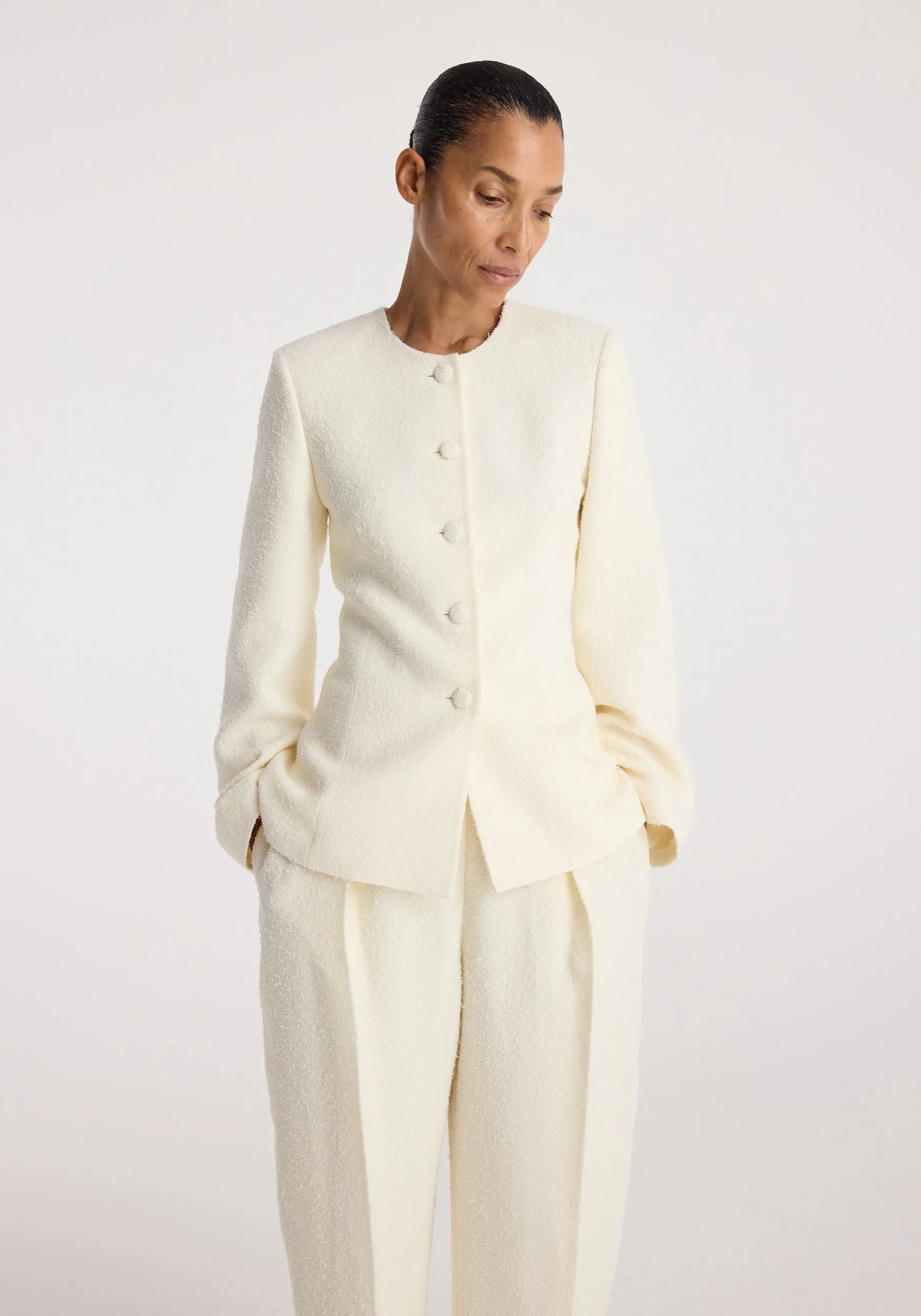 Bouclé shaped blazer | cream sold by Rohe product image thumbnail 3
