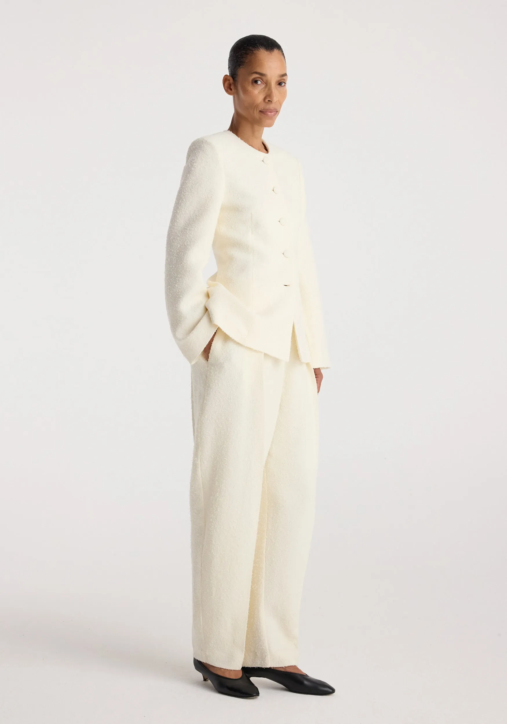 Bouclé shaped blazer | cream sold by Rohe product image thumbnail 2