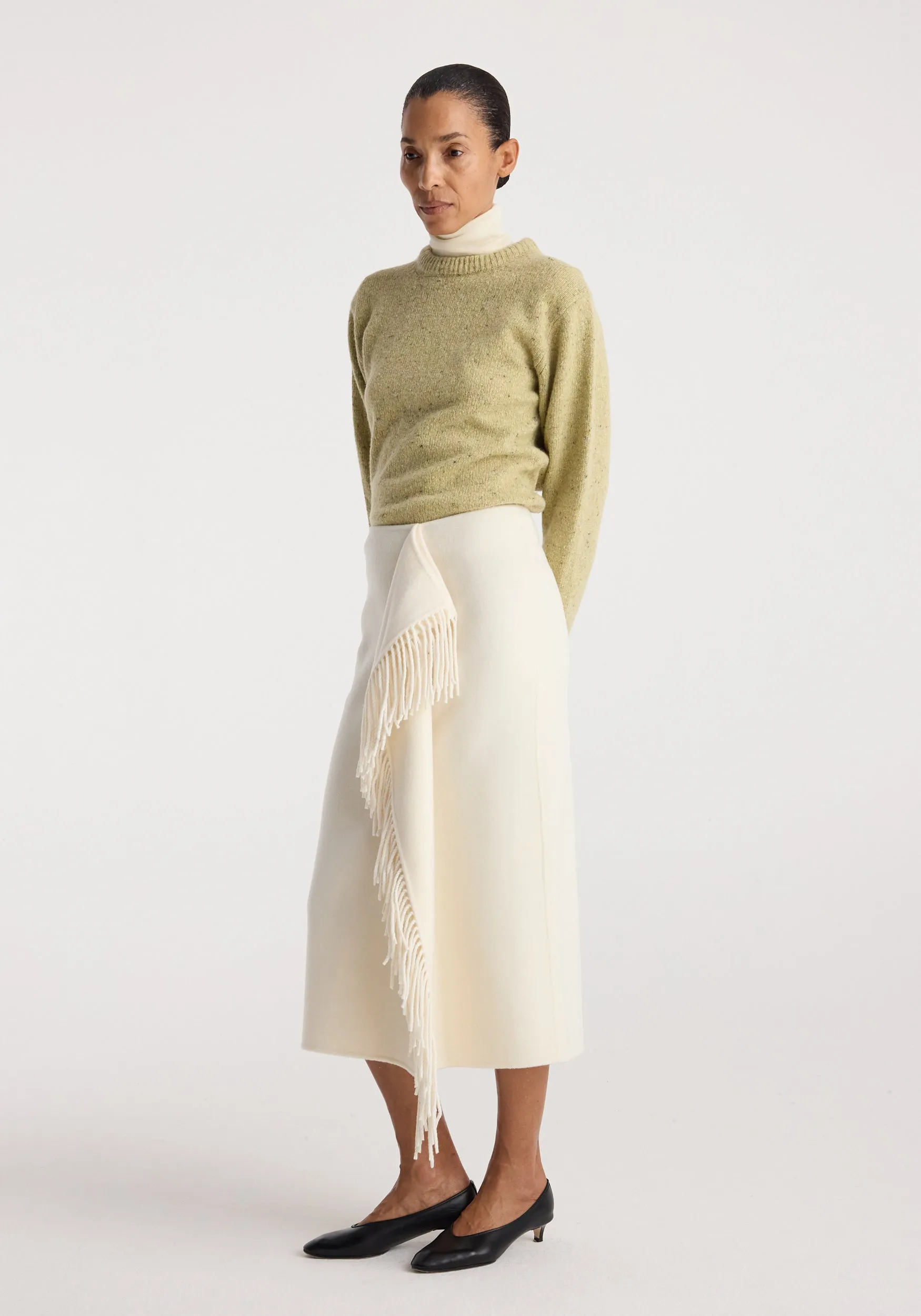 Double-faced fringe skirt | off white sold by Rohe product image thumbnail 2
