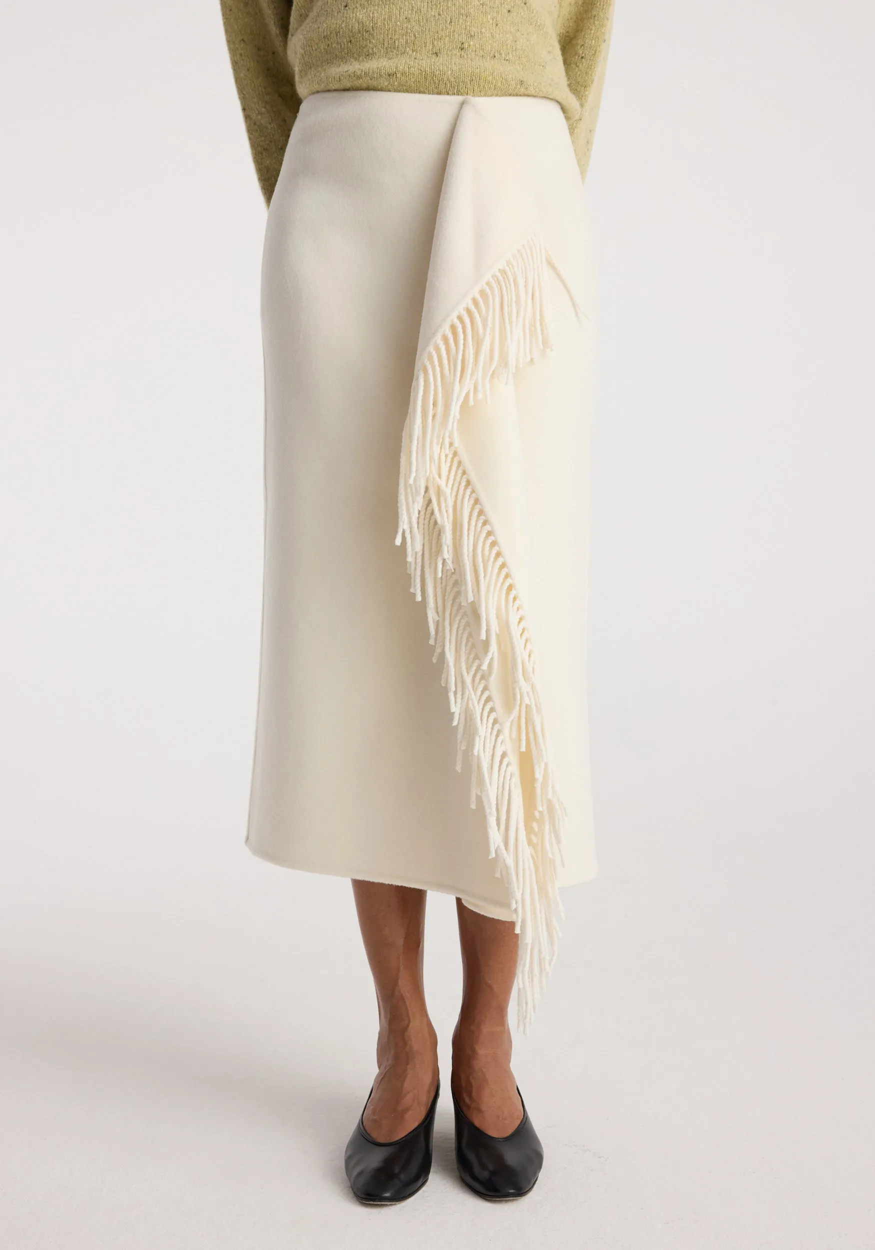 Double-faced fringe skirt | off white sold by Rohe product image thumbnail 4