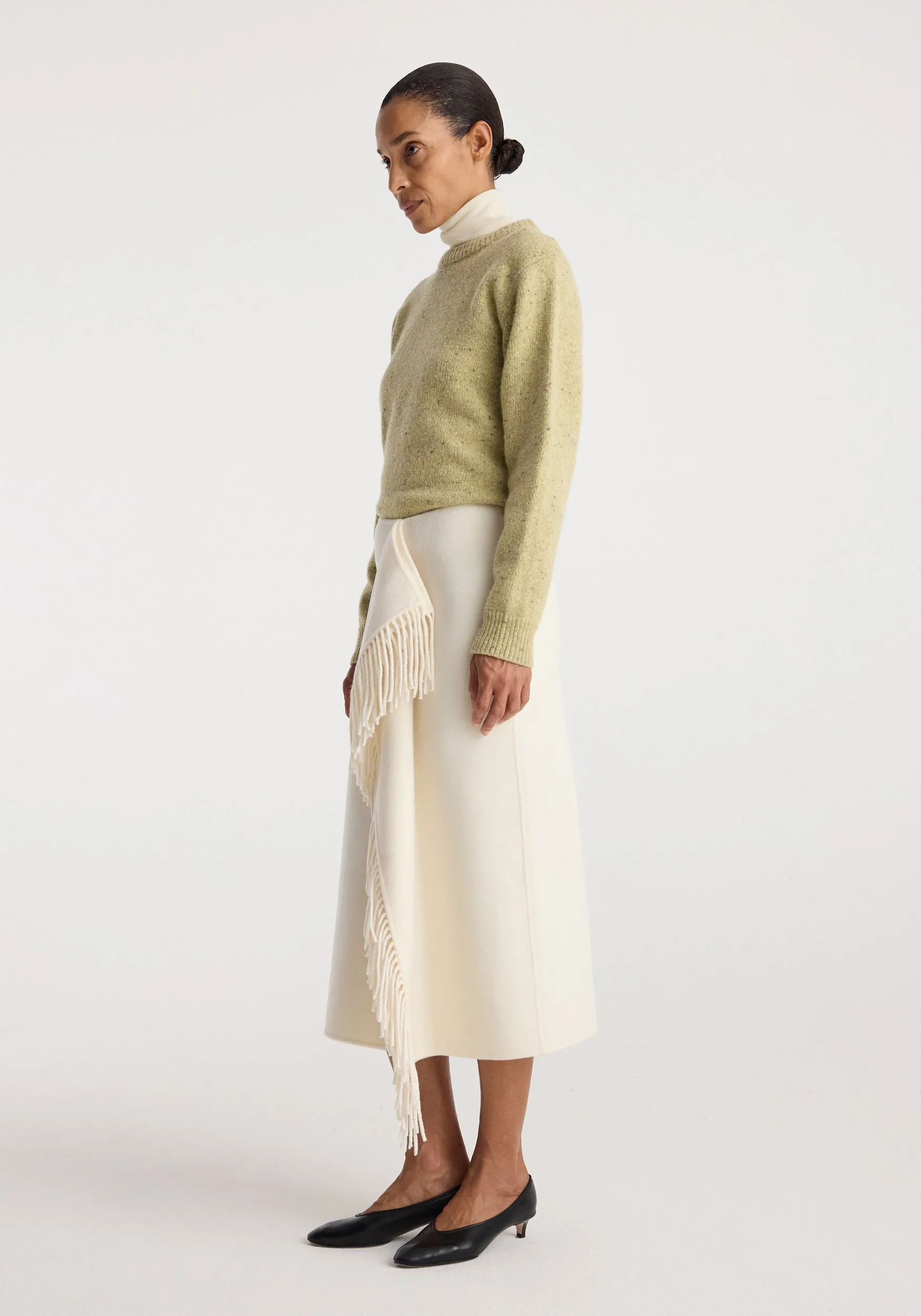 Double-faced fringe skirt | off white sold by Rohe product image thumbnail 3