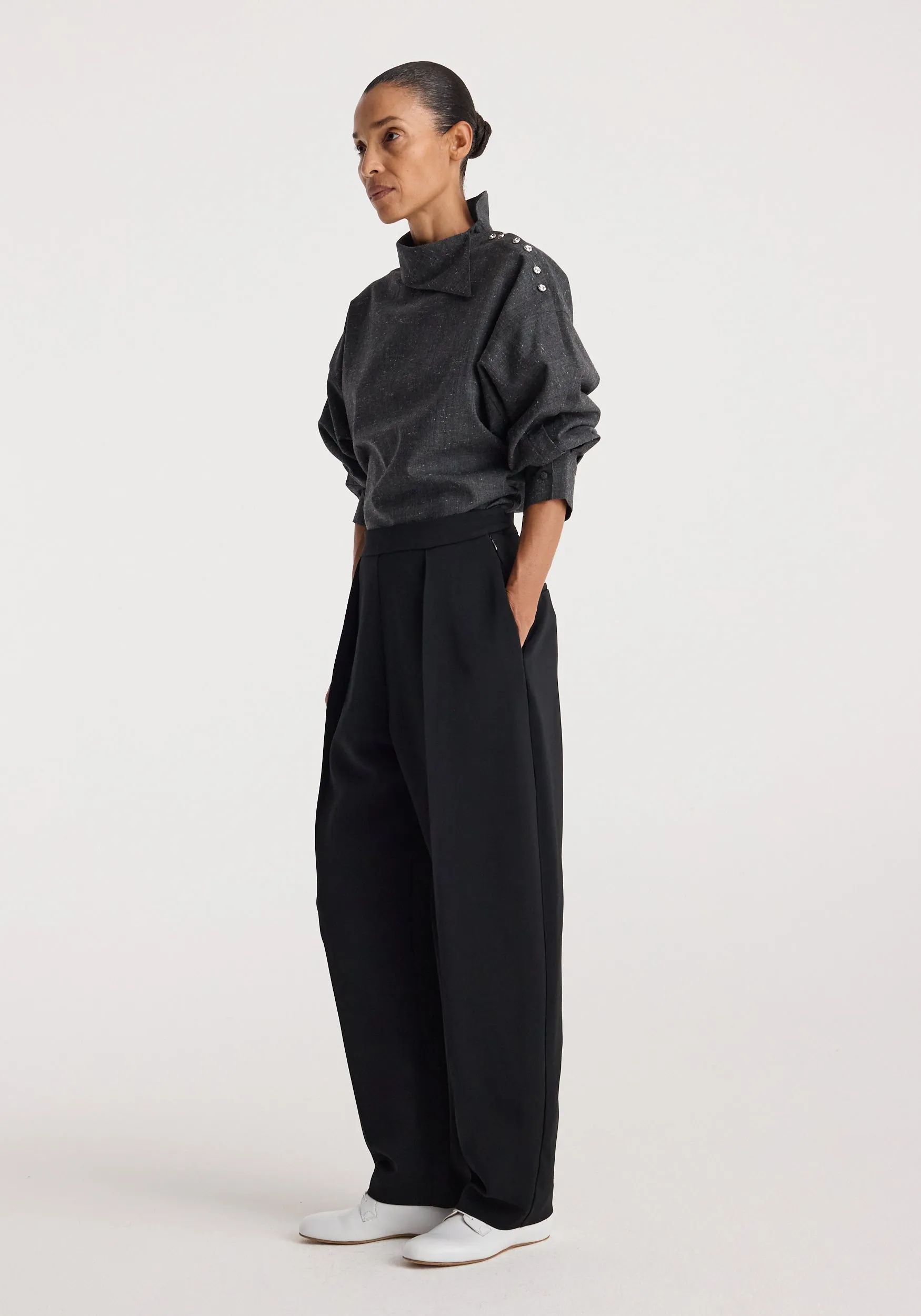 Reimagined collar top | grey slub sold by Rohe product image thumbnail 2