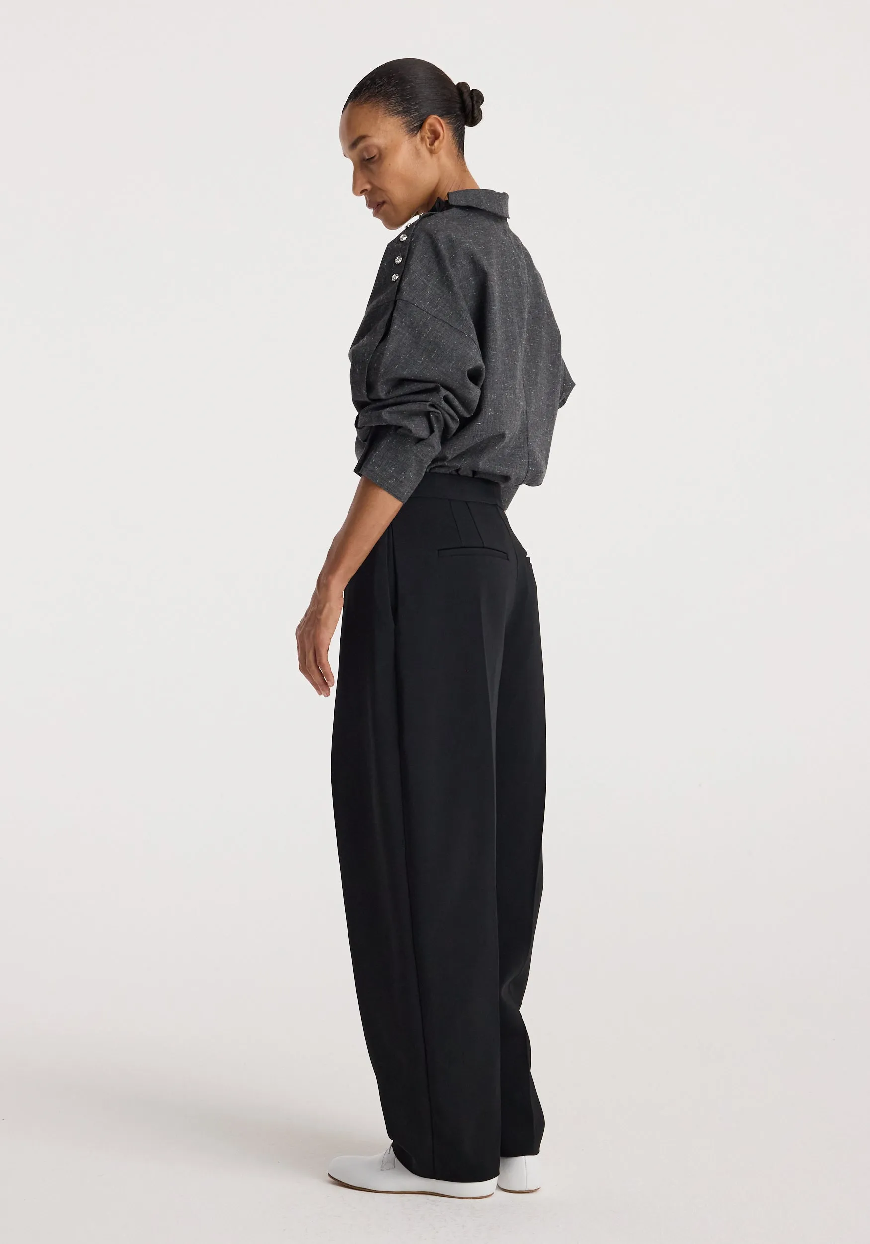 Reimagined collar top | grey slub sold by Rohe product image thumbnail 3