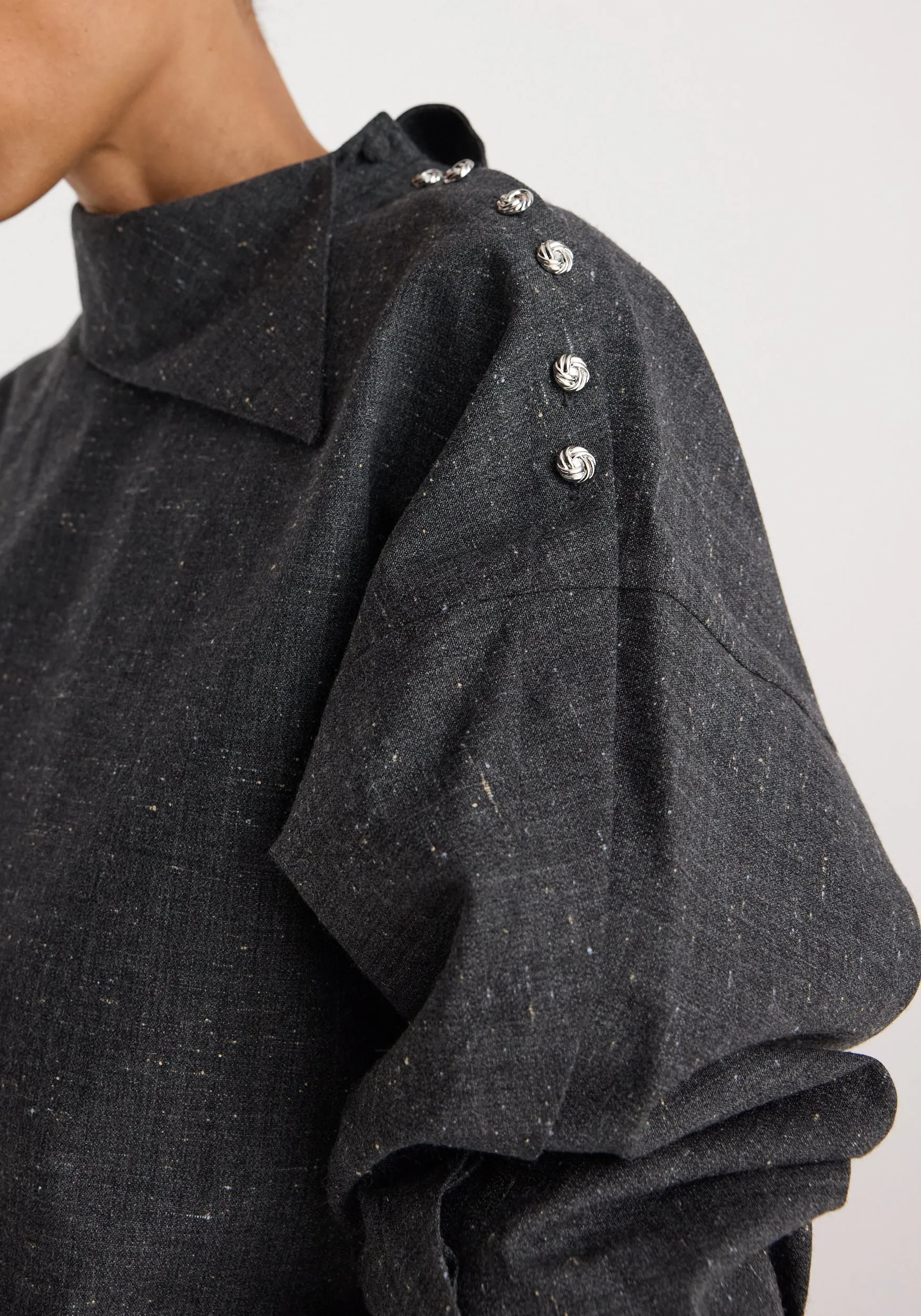 Reimagined collar top | grey slub sold by Rohe product image thumbnail 5
