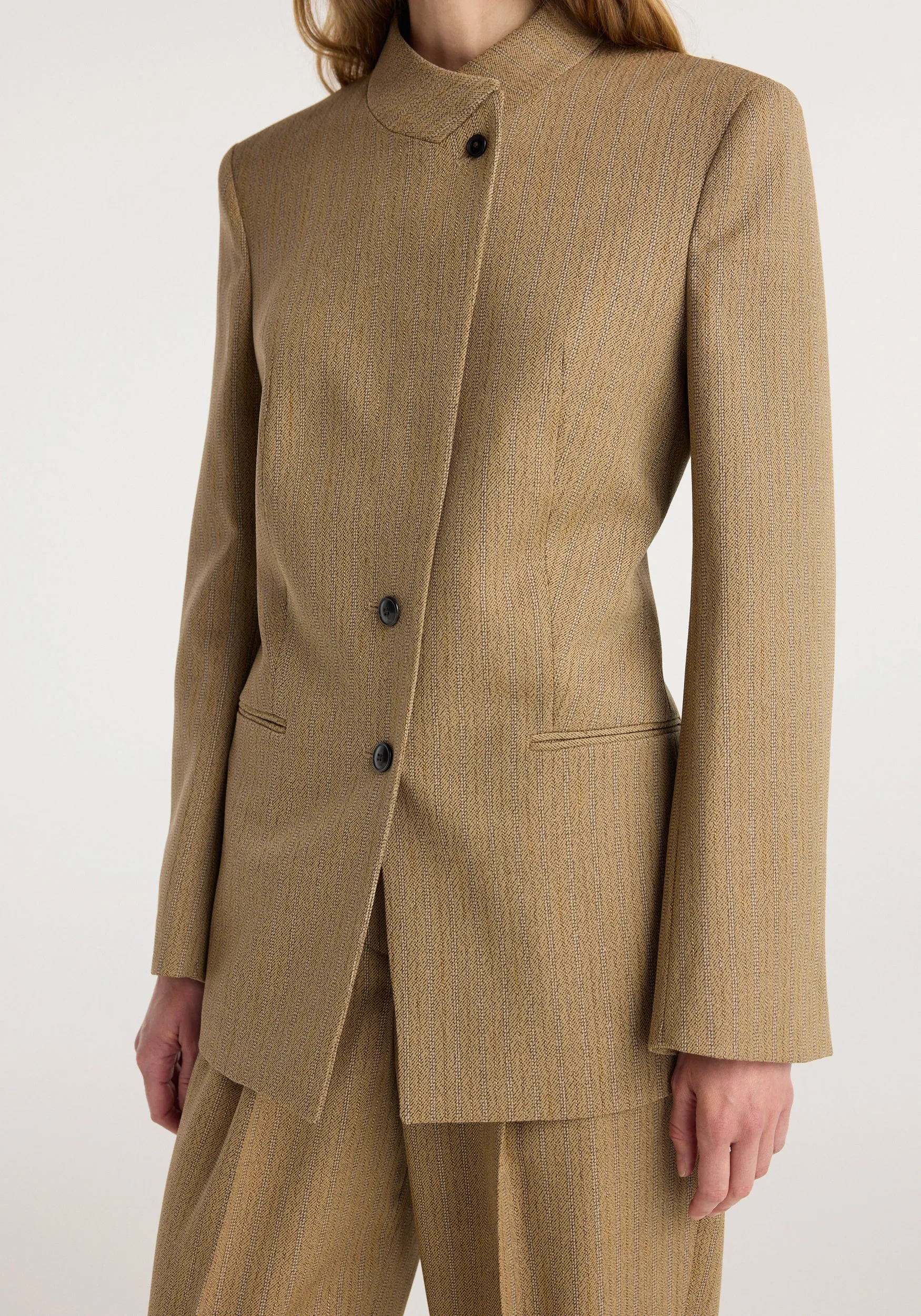 Overlap lapel blazer | heritage stripe sold by Rohe product image thumbnail 3