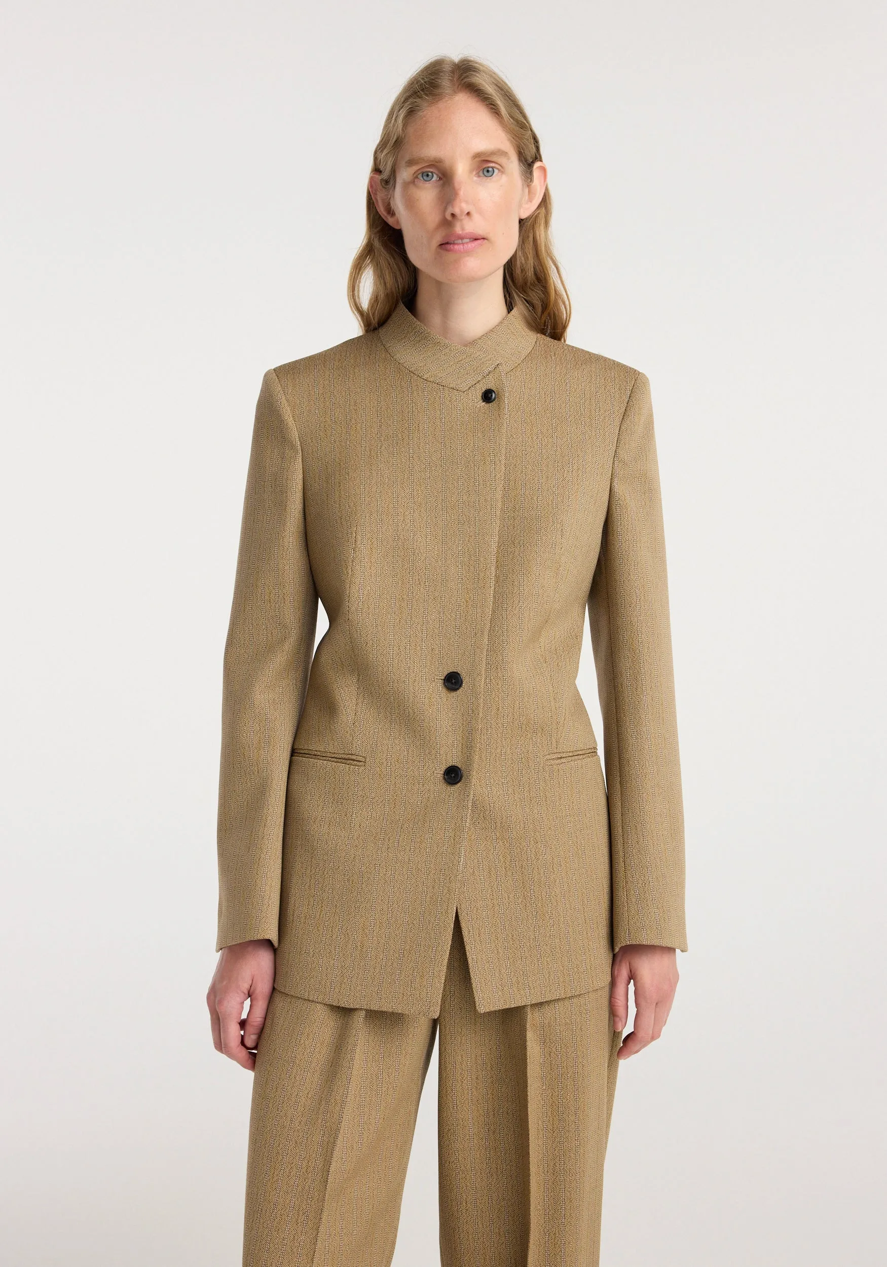 Overlap lapel blazer | heritage stripe sold by Rohe product image thumbnail 2