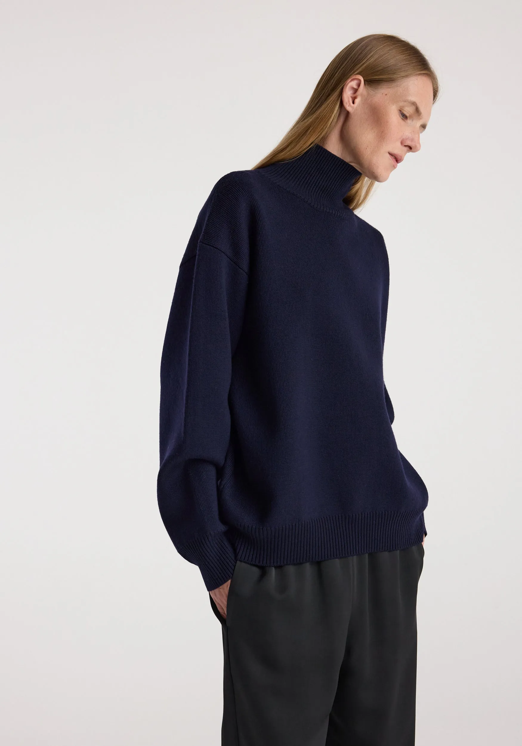 Sculptural compact turtleneck | navy sold by Rohe product image thumbnail 3