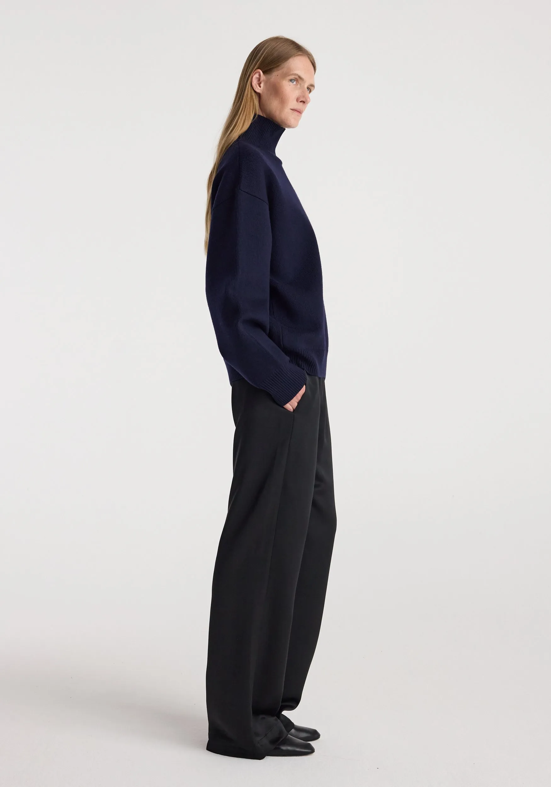 Sculptural compact turtleneck | navy sold by Rohe product image thumbnail 2