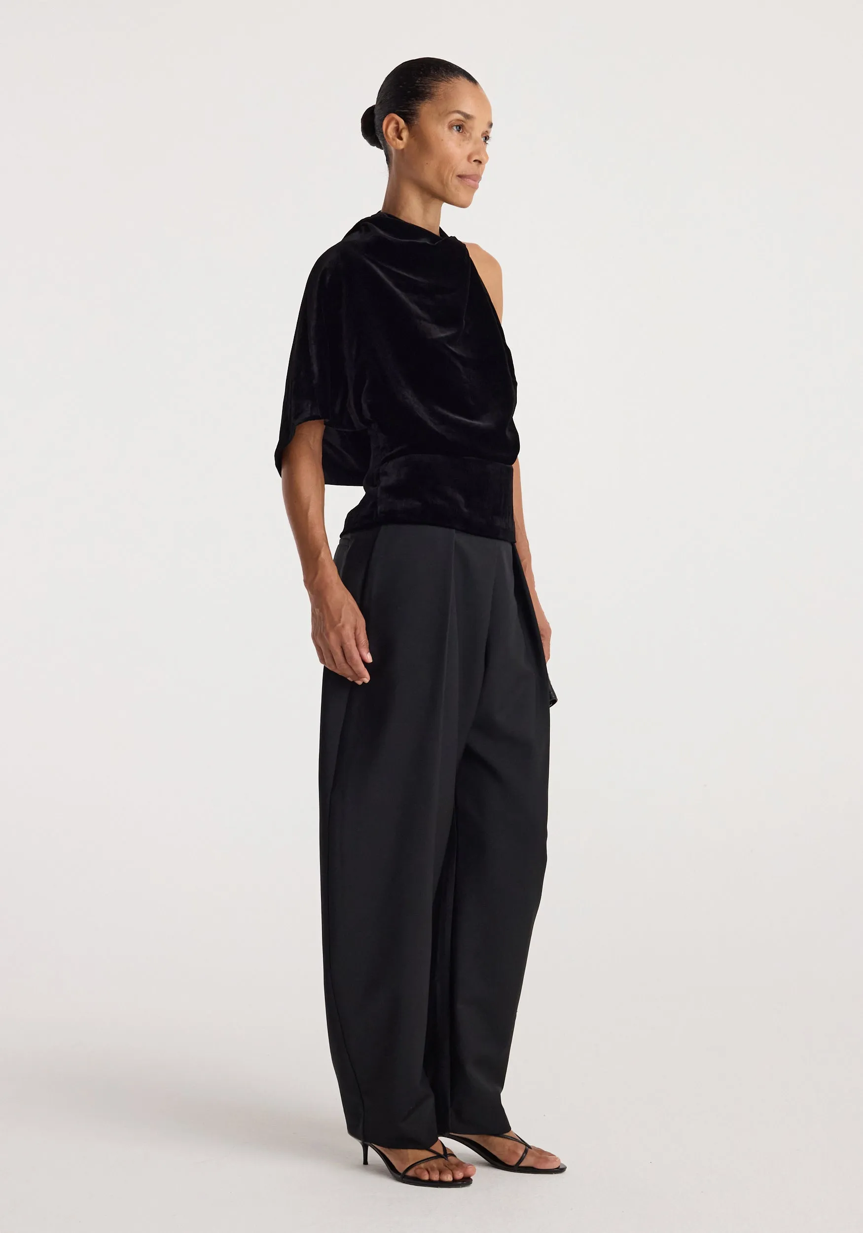 Draped open back silk velvet top | black sold by Rohe product image thumbnail 2