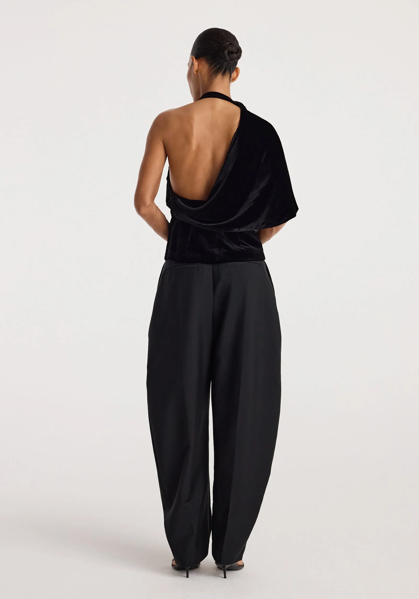 Draped open back silk velvet top | black sold by Rohe product image thumbnail 5