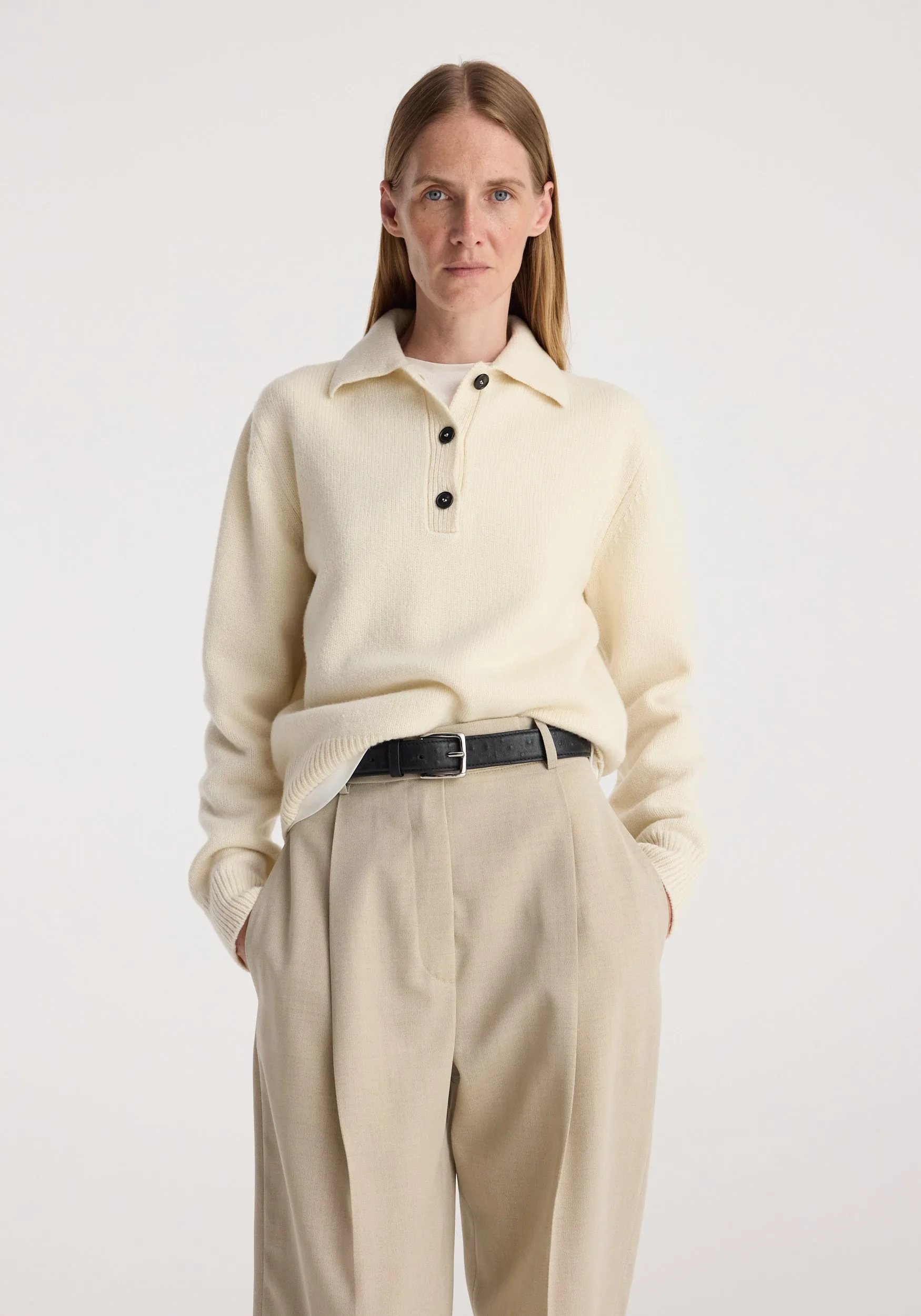 Wool-cashmere polo | cream sold by Rohe product image thumbnail 3