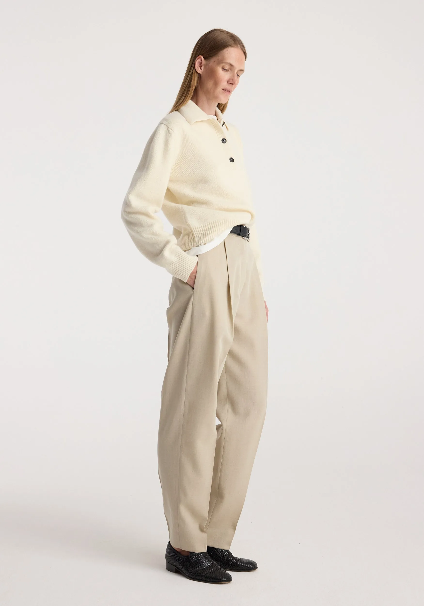 Wool-cashmere polo | cream sold by Rohe product image thumbnail 2