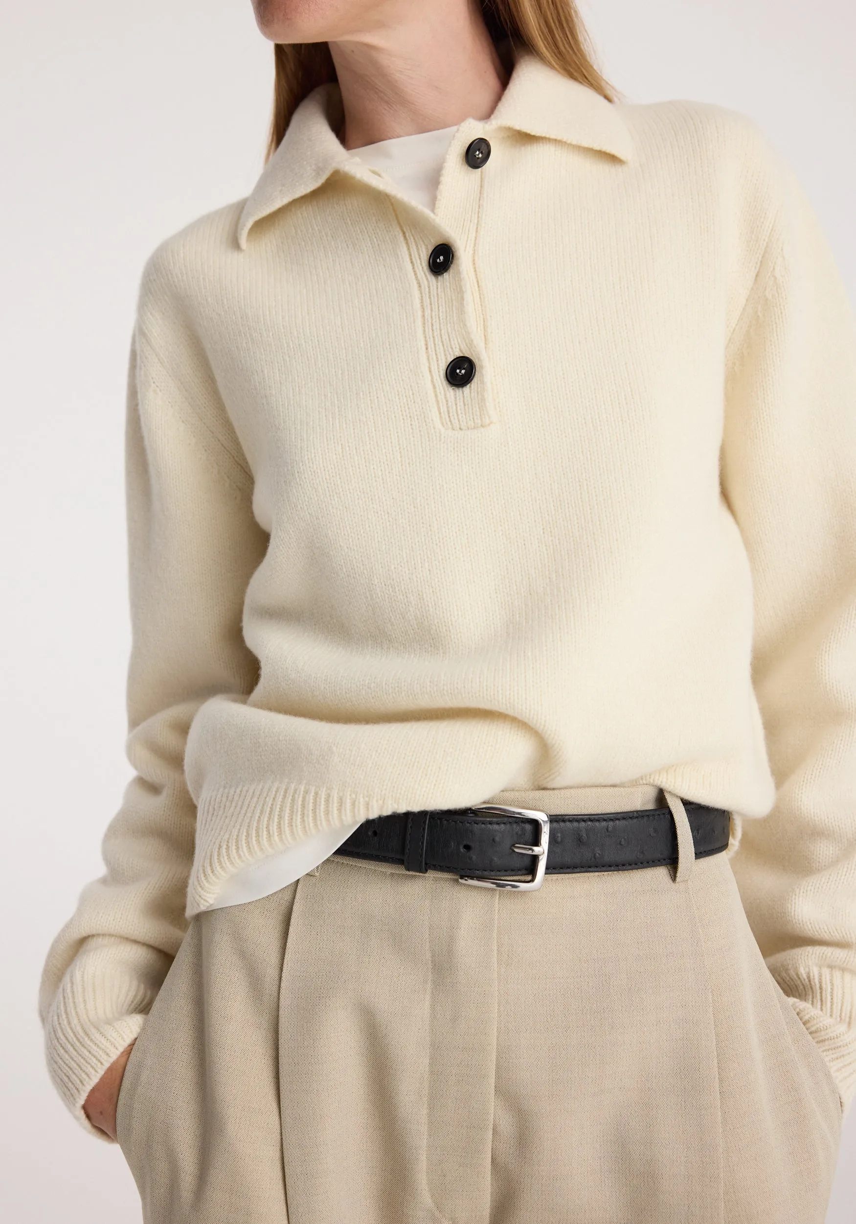 Wool-cashmere polo | cream sold by Rohe product image thumbnail 4