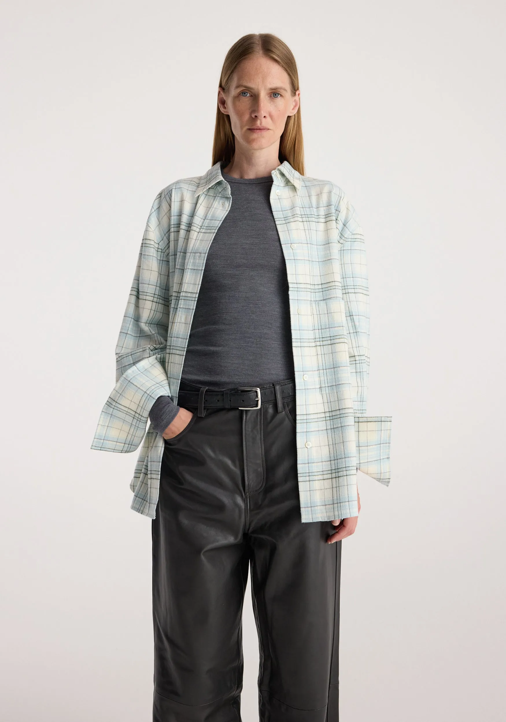 Flannel check overshirt | sea green check sold by Rohe product image thumbnail 4