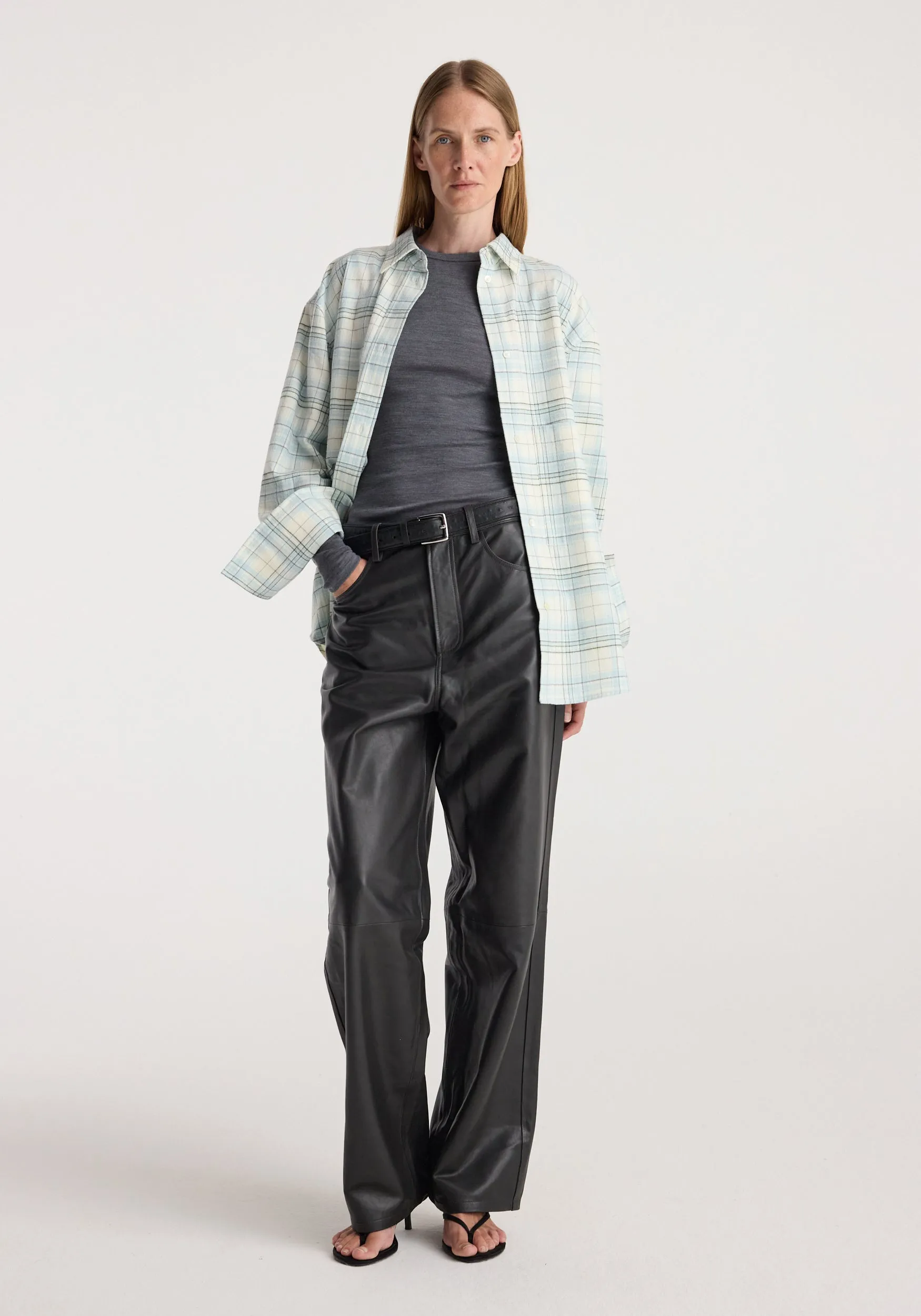 Flannel check overshirt | sea green check sold by Rohe