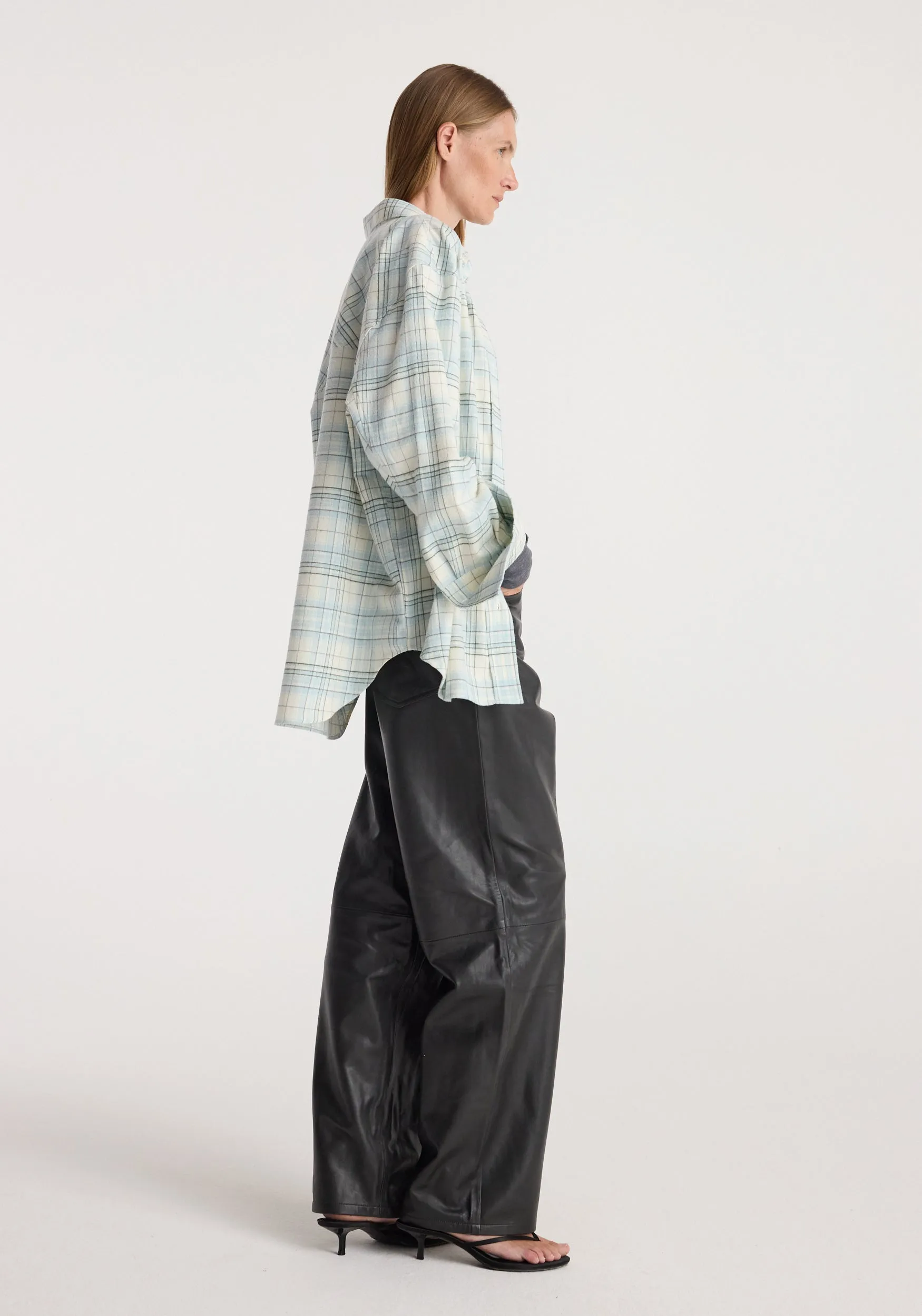 Flannel check overshirt | sea green check sold by Rohe product image thumbnail 3