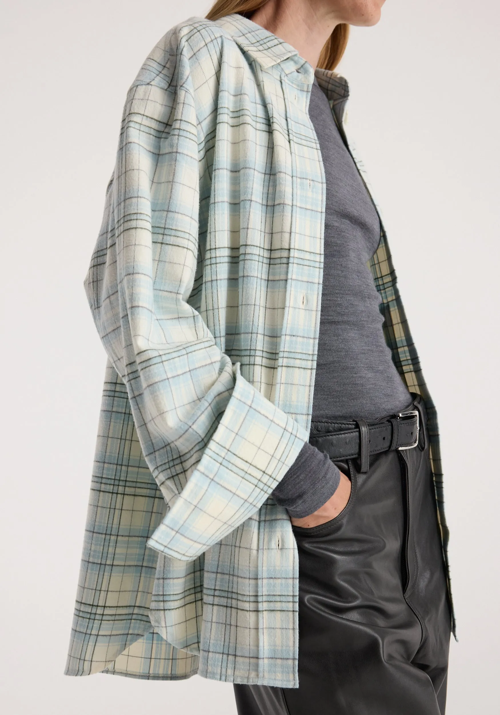Flannel check overshirt | sea green check sold by Rohe product image thumbnail 5