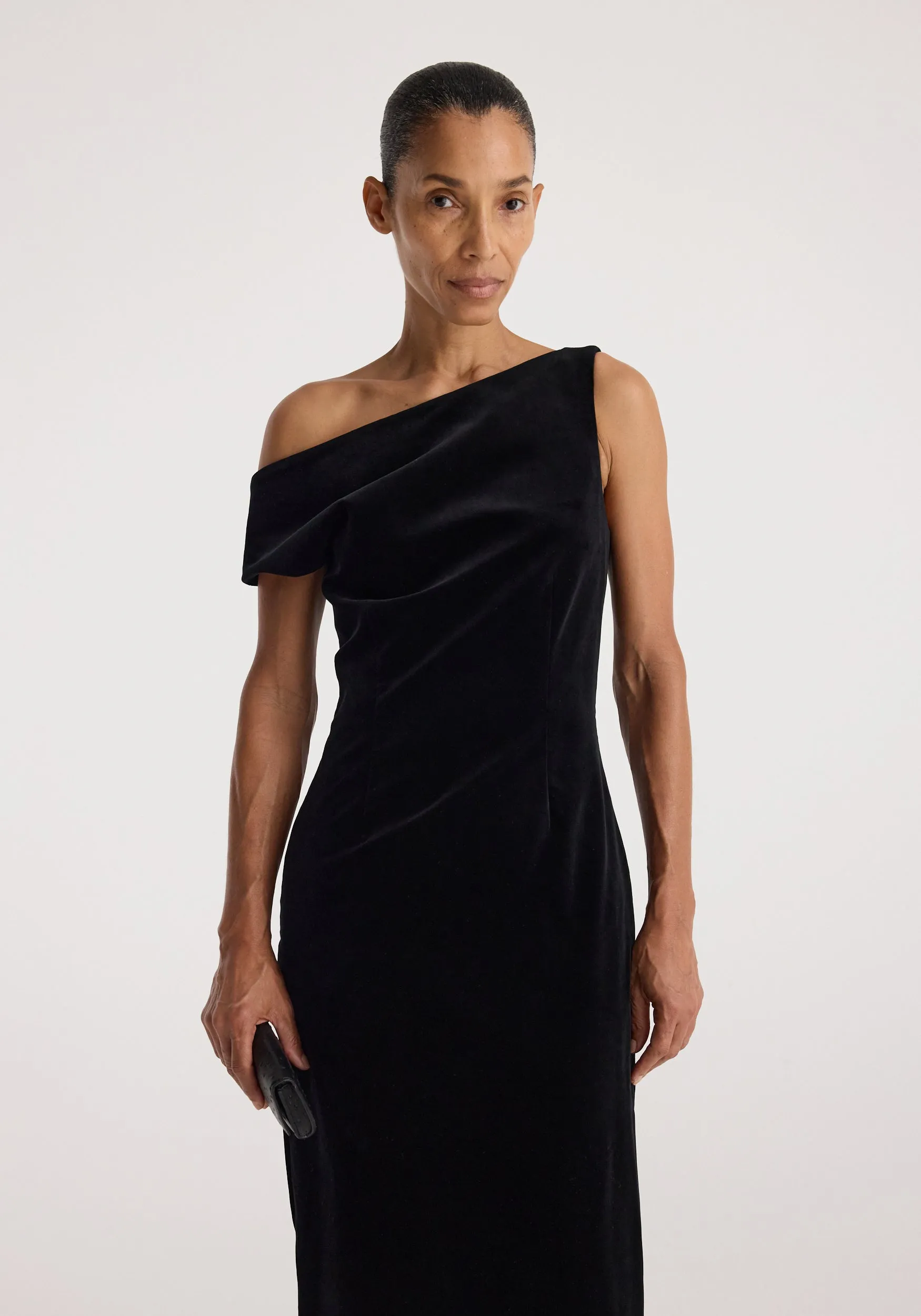 Sculptural off-shoulder velvet gown | black sold by Rohe product image thumbnail 3