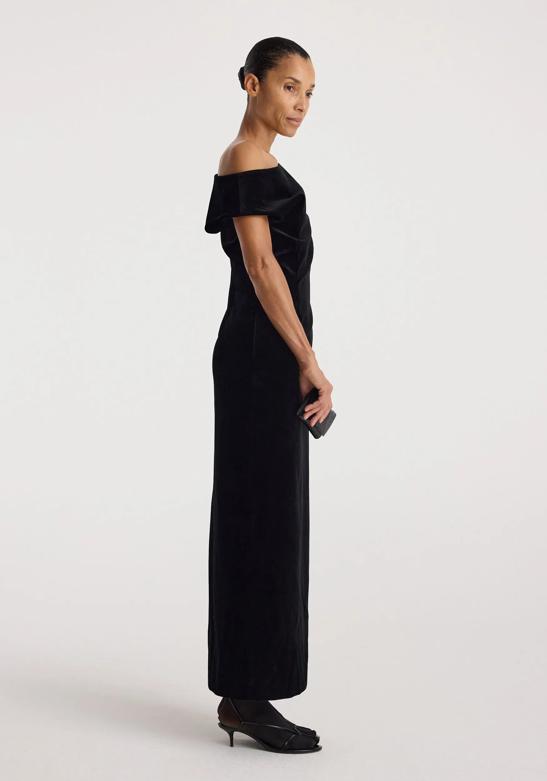 Sculptural off-shoulder velvet gown | black sold by Rohe product image thumbnail 2