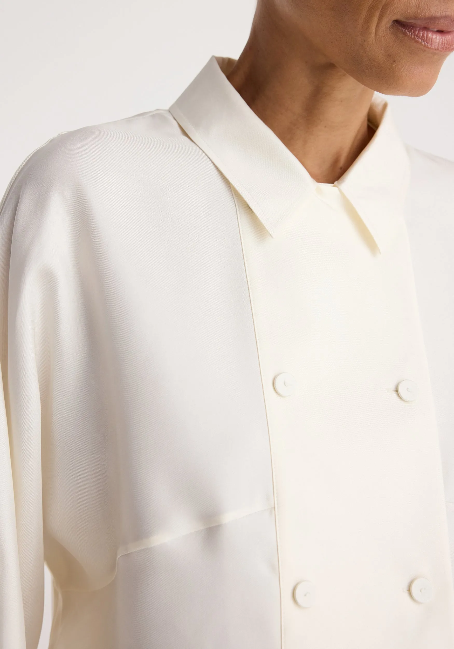 Double breasted silk top | cream sold by Rohe product image thumbnail 5