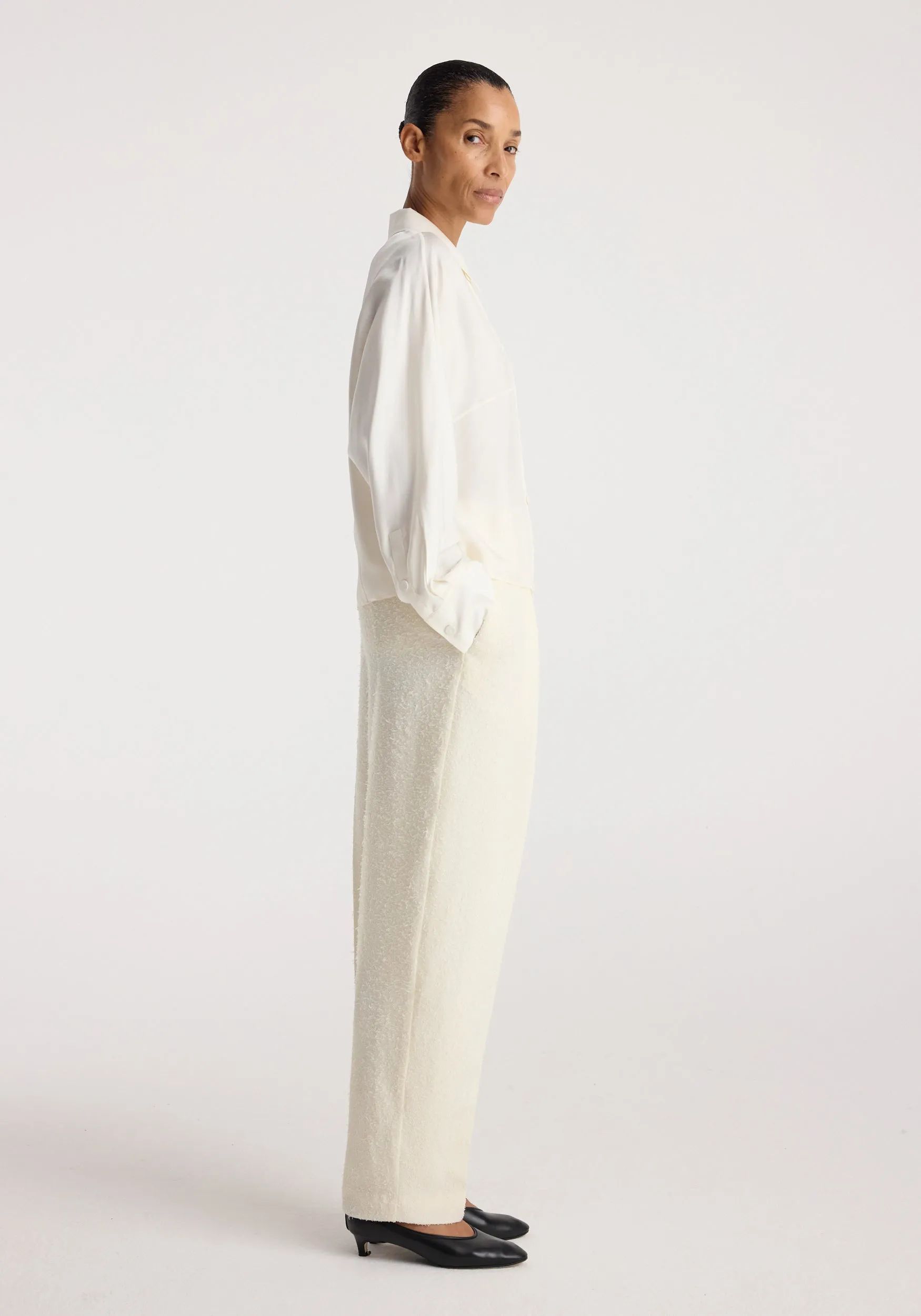 Double breasted silk top | cream sold by Rohe product image thumbnail 2