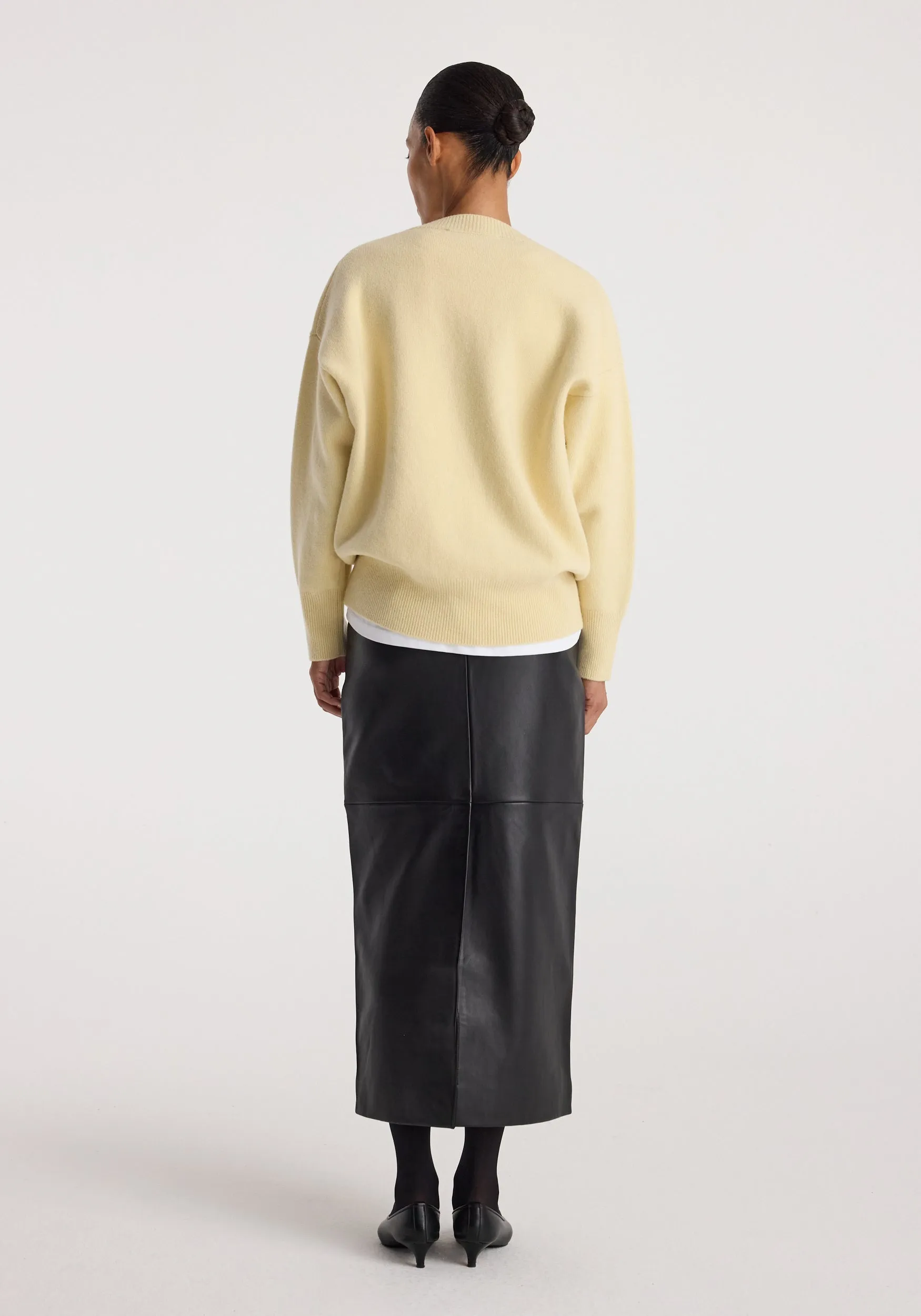 Elongated leather skirt | black sold by Rohe product image thumbnail 4