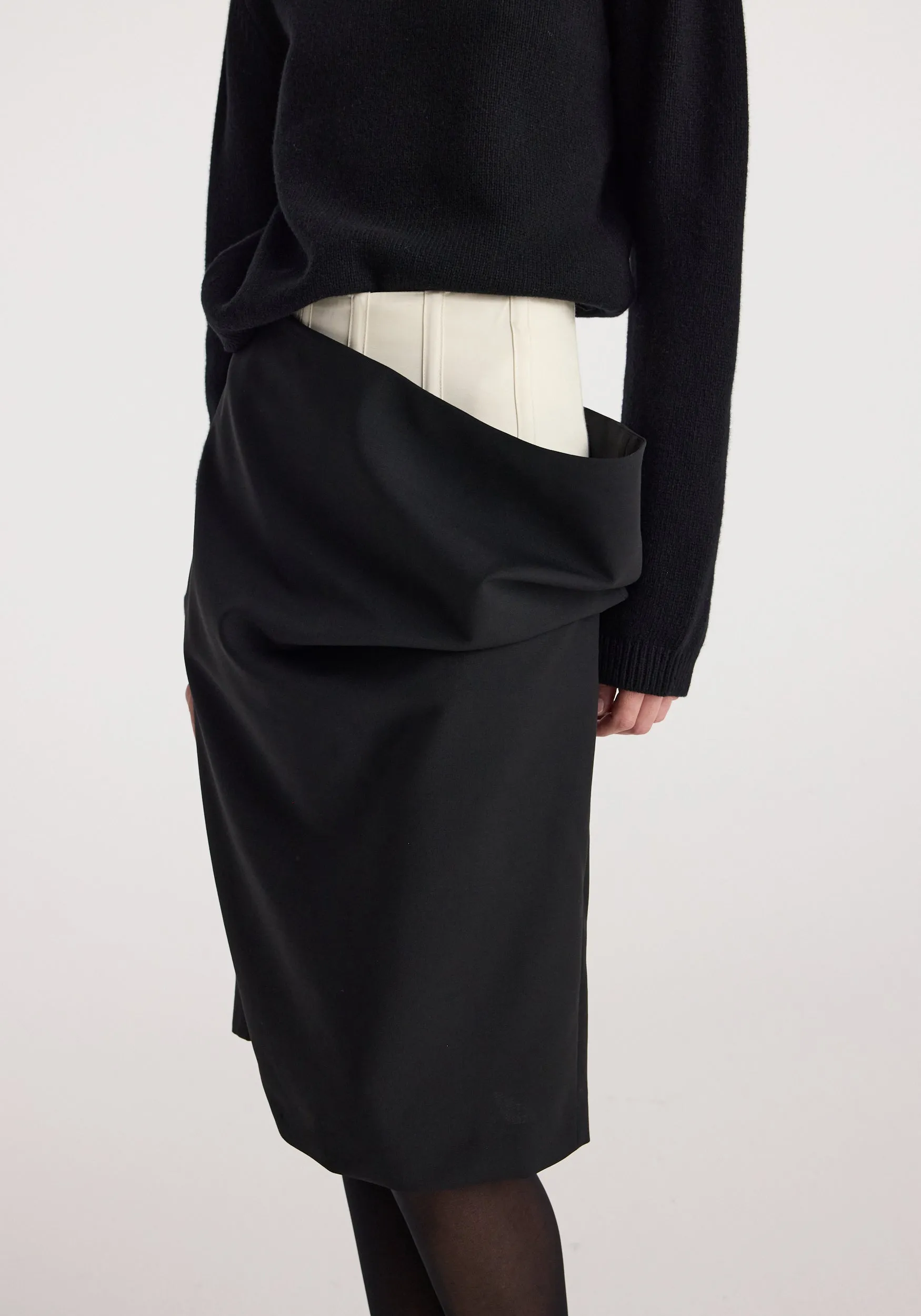 Double waistband skirt | black sold by Rohe product image thumbnail 3