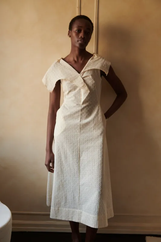 LIRA DRESS | NATURAL EYELET VOILE sold by Caron Callahan