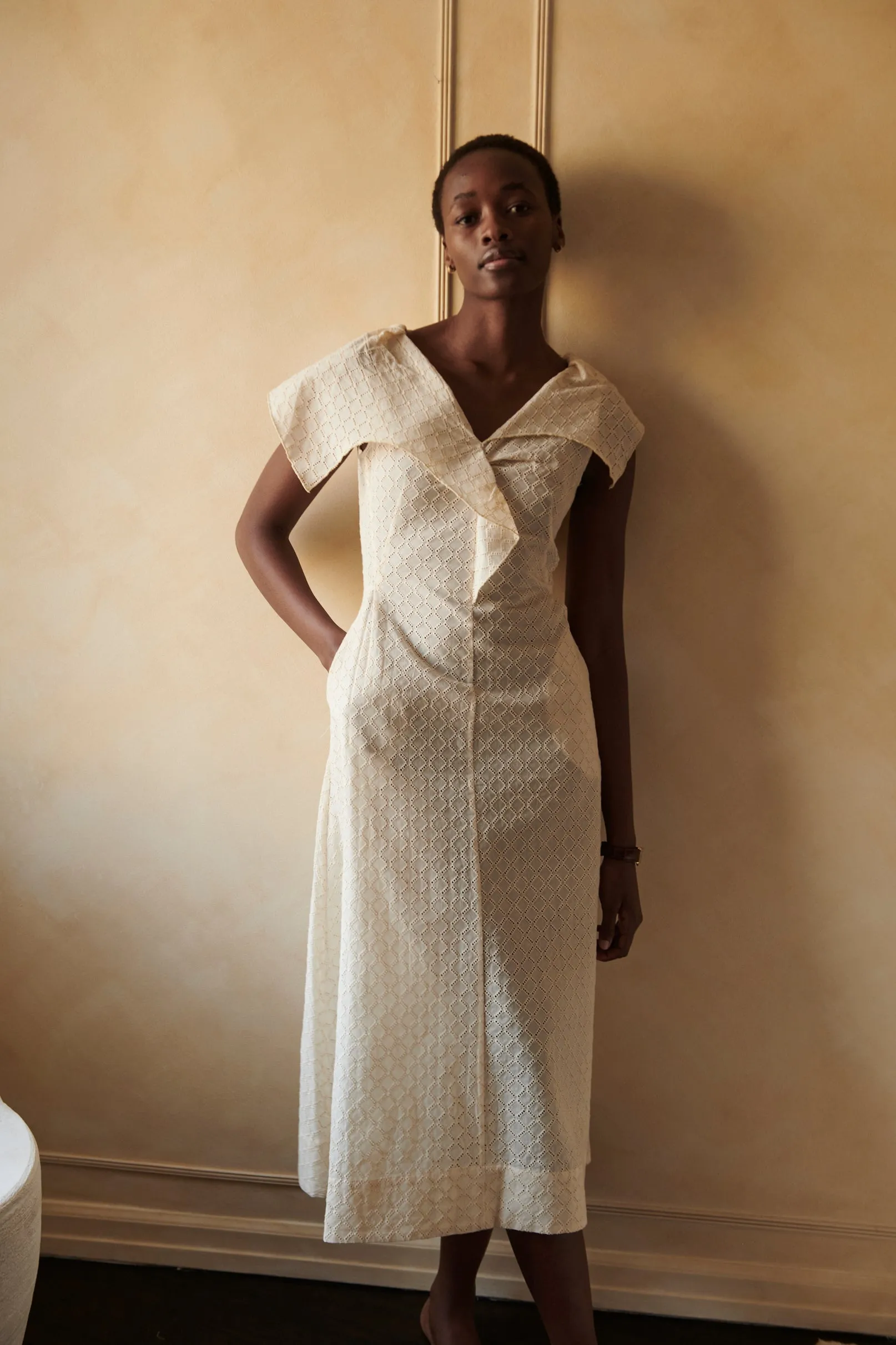 LIRA DRESS | NATURAL EYELET VOILE sold by Caron Callahan product image thumbnail 5