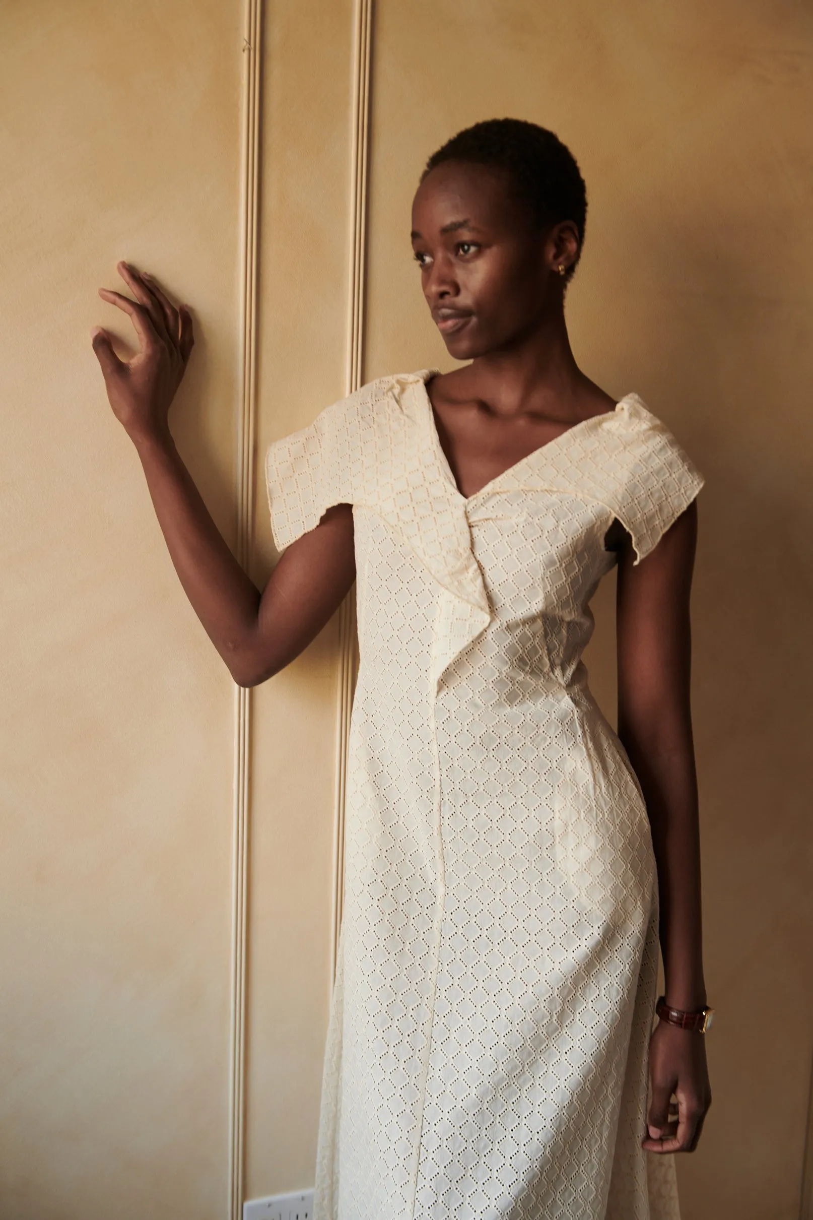 LIRA DRESS | NATURAL EYELET VOILE sold by Caron Callahan product image thumbnail 3