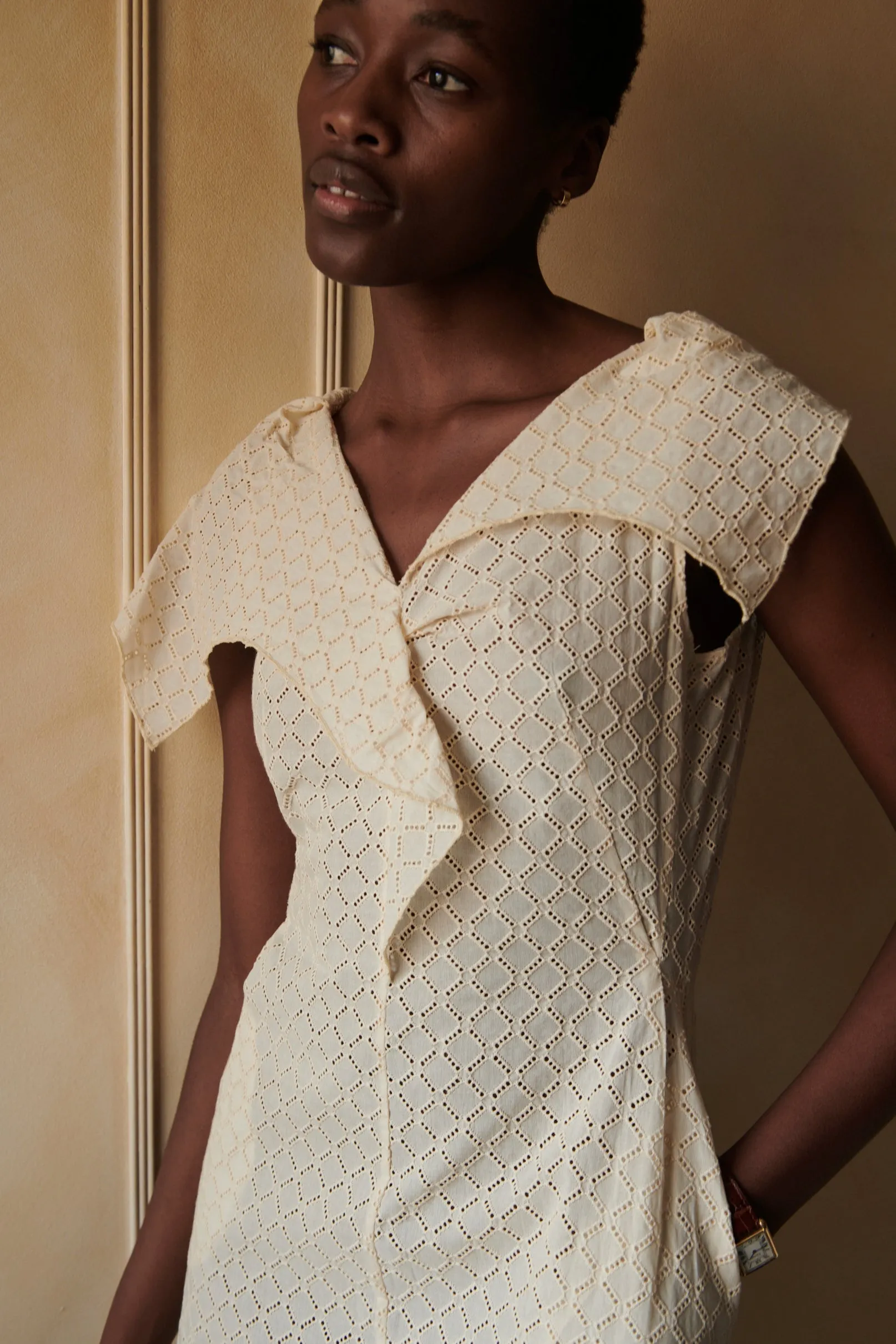 LIRA DRESS | NATURAL EYELET VOILE sold by Caron Callahan product image thumbnail 2