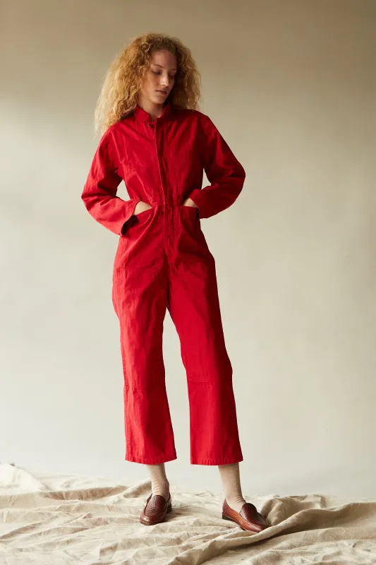 FINCHER JUMPSUIT | SCARLET HERRINGBONE TWILL made by Caron Callahan