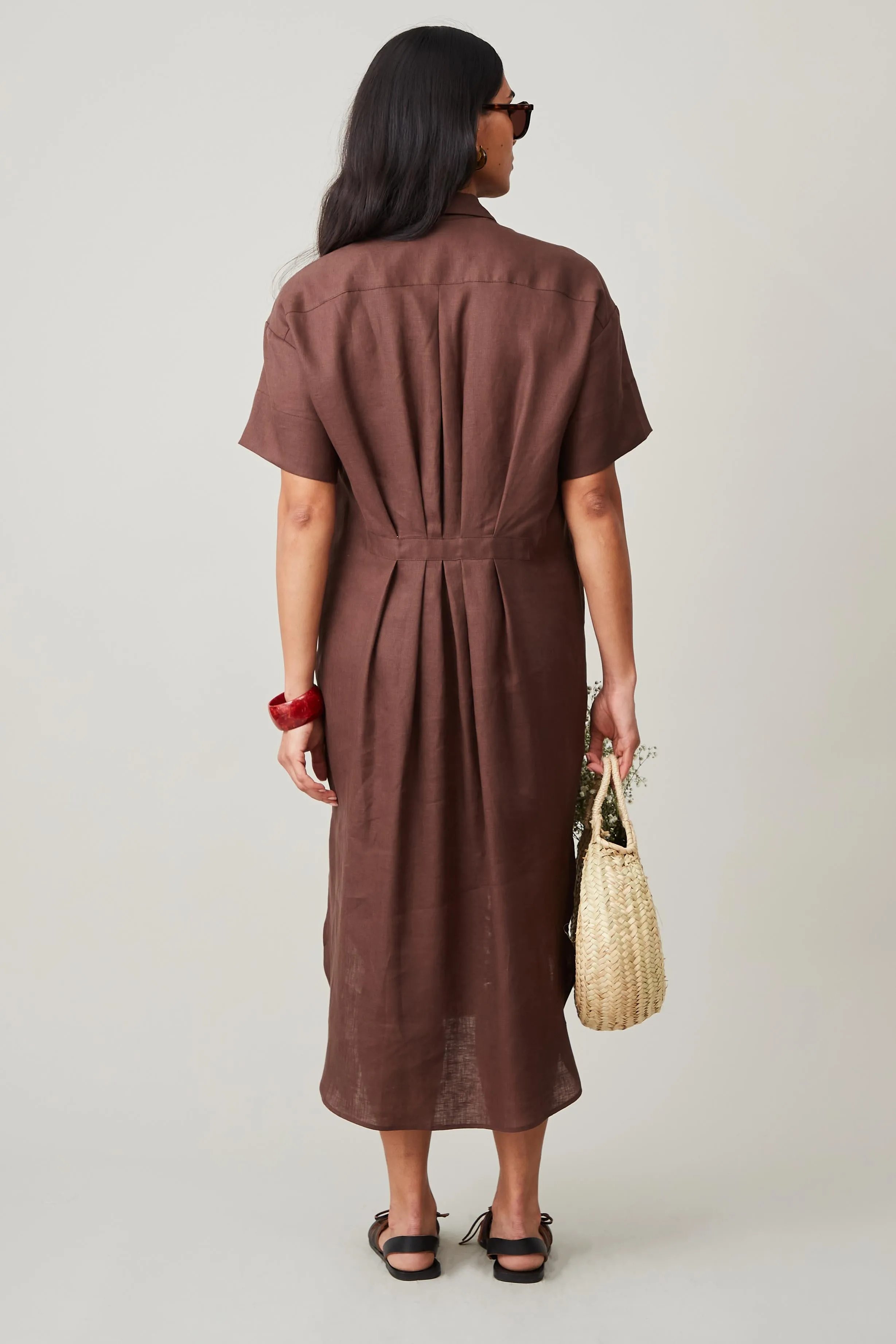 POLO SHIRTDRESS | CHOCOLATE LINEN sold by Caron Callahan product image thumbnail 4