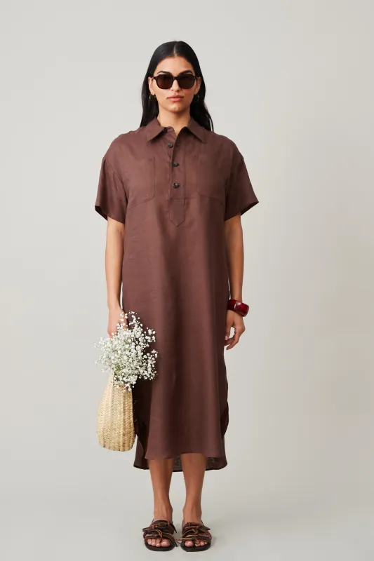 POLO SHIRTDRESS | CHOCOLATE LINEN made by Caron Callahan