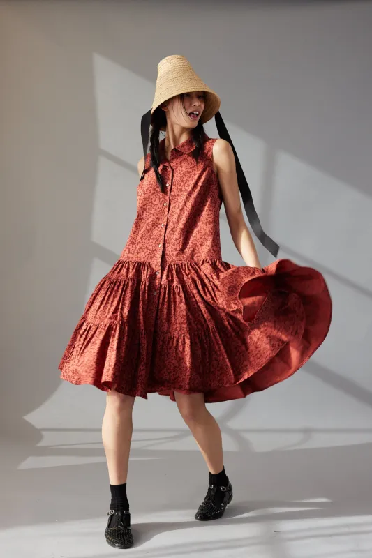 HARLOW DRESS | RHUBARB HOMESTEAD PRINT made by Caron Callahan